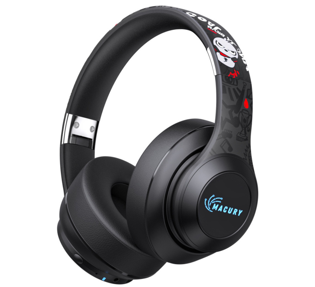 Macury Bluetooth Headphone, Over Ear, Foldable, Adjustable, Noise Cancelling (Black)