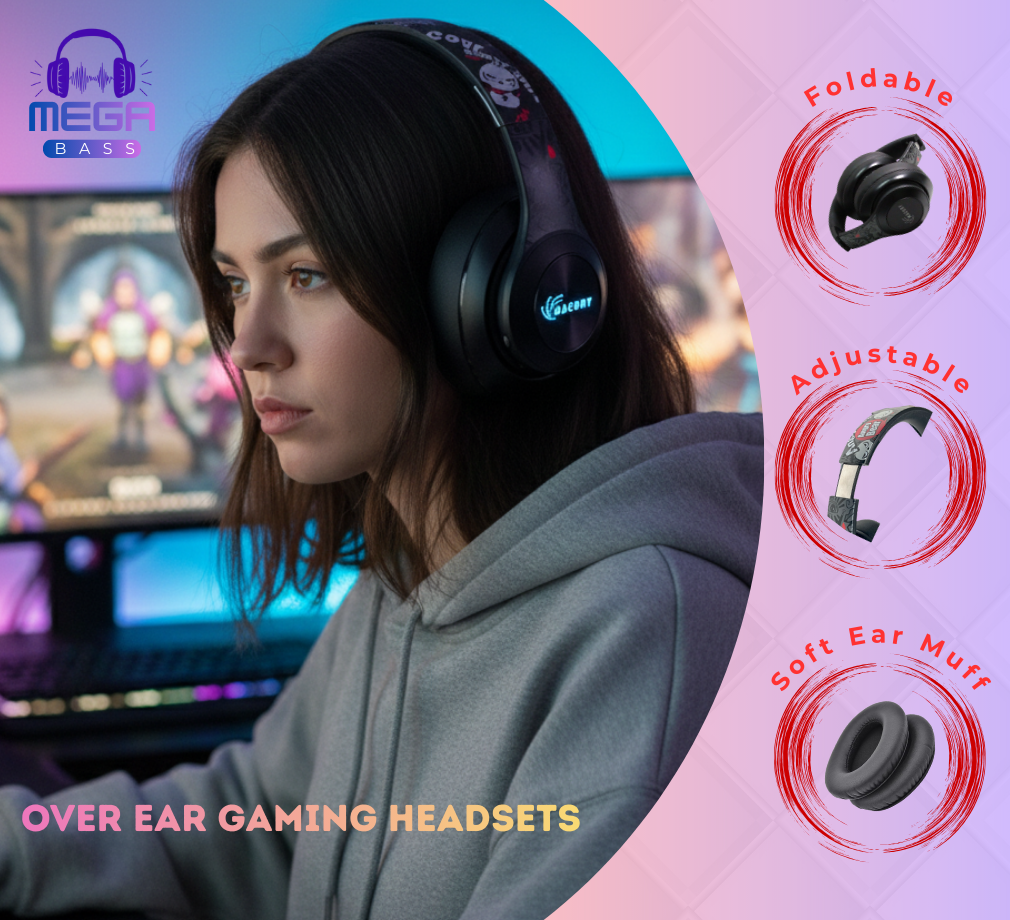 Macury Bluetooth Headphone, Over Ear, Foldable, Adjustable, Noise Cancelling (Black) - Image 5